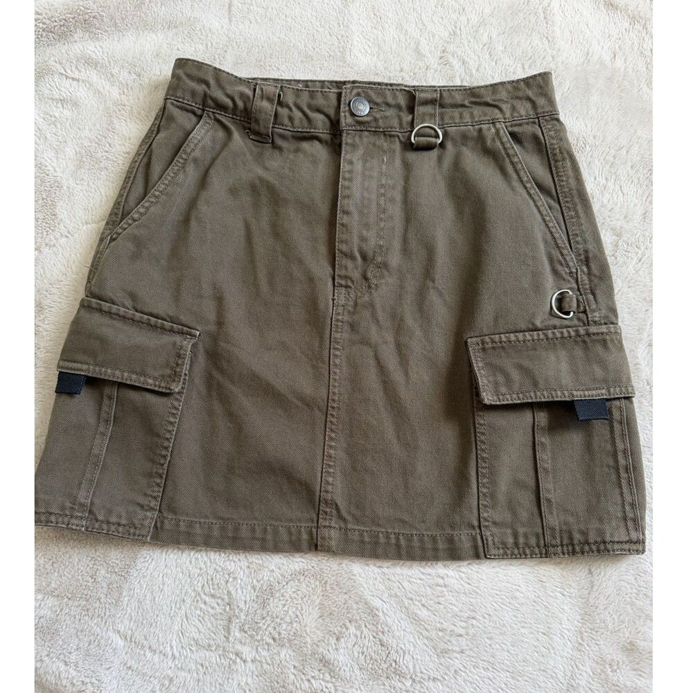 Forever 21 Olive Green Cargo Mini Skirt D-Ring Pockets Size S Y2K Street